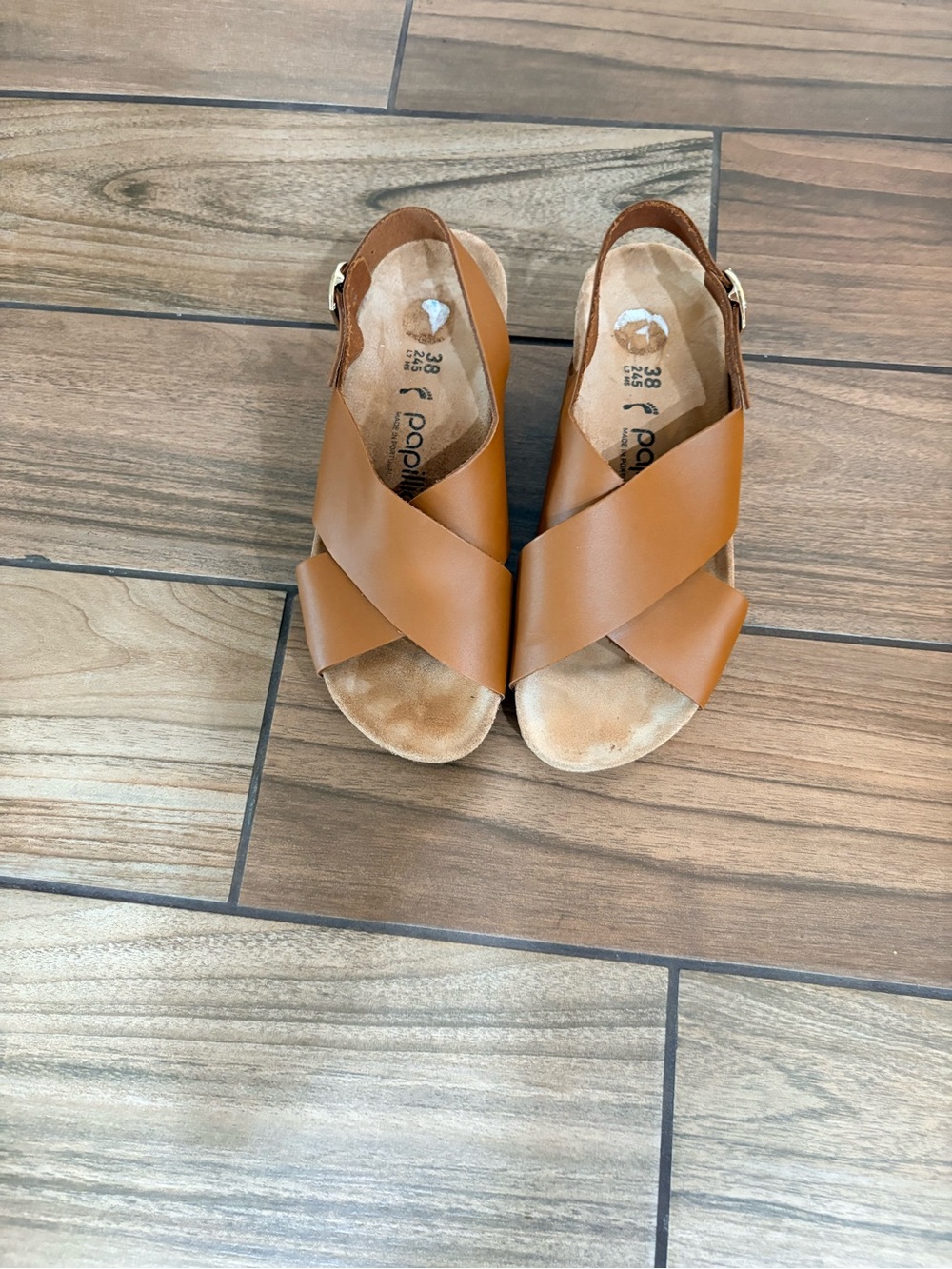 Papillo by Birkenstock Women’s Tan Cross-Strap Slingback Sandals size 38